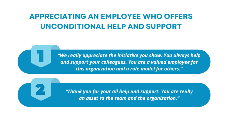 Appreciating an Employee who Offers Unconditional Help and Support
