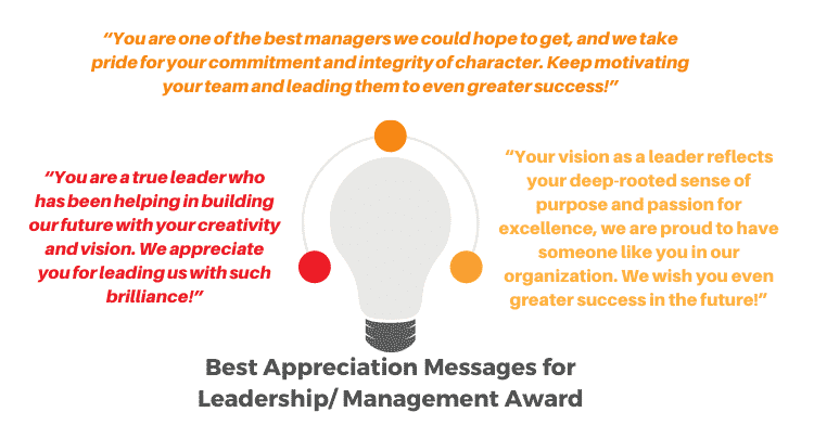 Best Appreciation Messages for Leadership/ Management Award