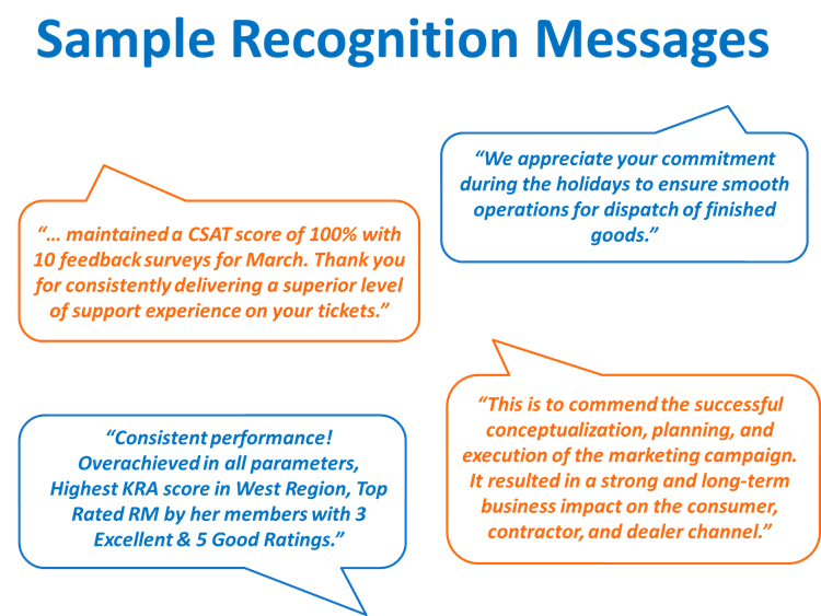 Sample Recognition Messages