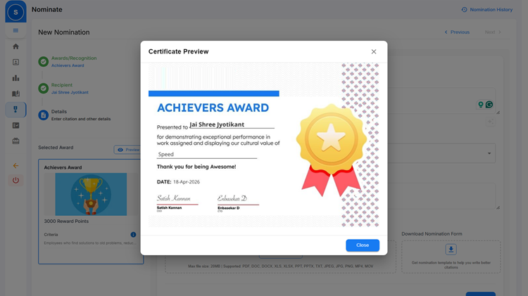 Annual and Quarterly Awards of a Healthcare Startup using the HiFives Platform