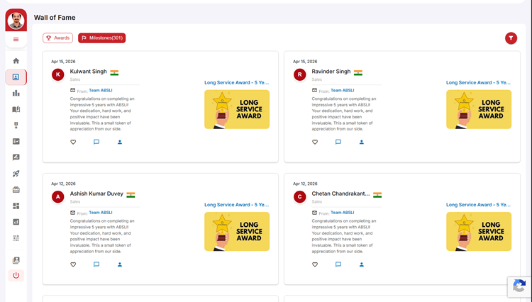 Long Service Awards on the HiFives Platform for a Global IT Company